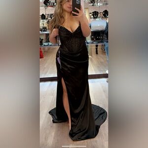 LaDivine Black Corset Prom dress Size 12